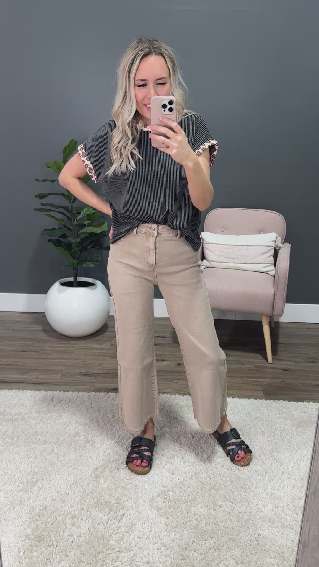 Mae Wide Leg Cropped Jeans - Ash Mocha Zenana