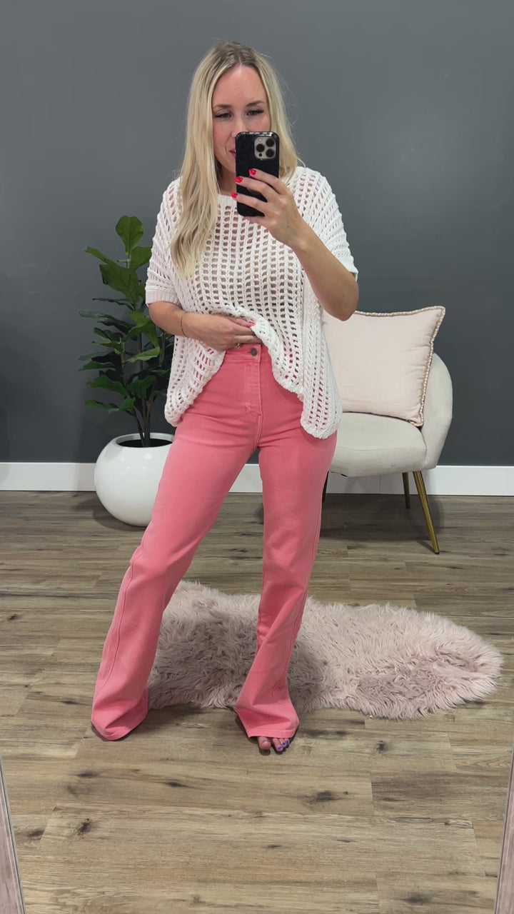 KanCan Kristen Non Distressed Flare Jeans - Coral SALE KanCan