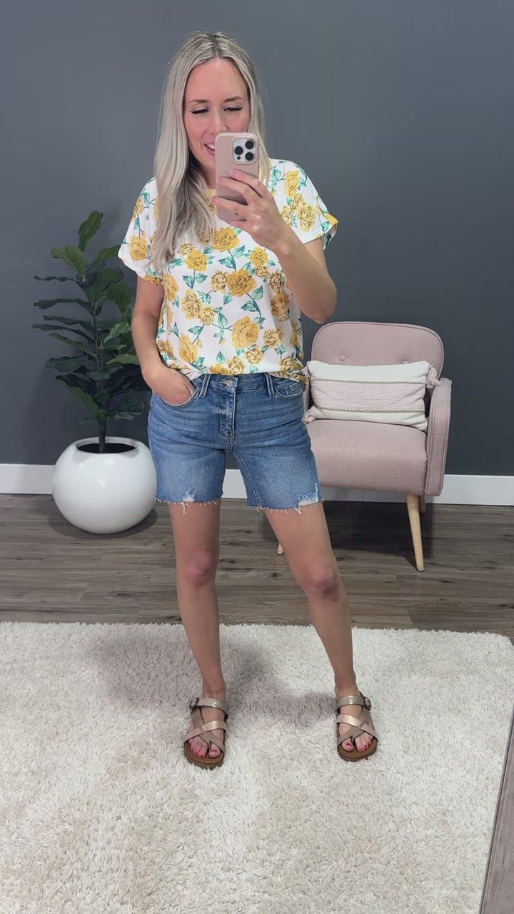 Vervet Christina Distressed Hem Jean Shorts FINAL SALE Vervet