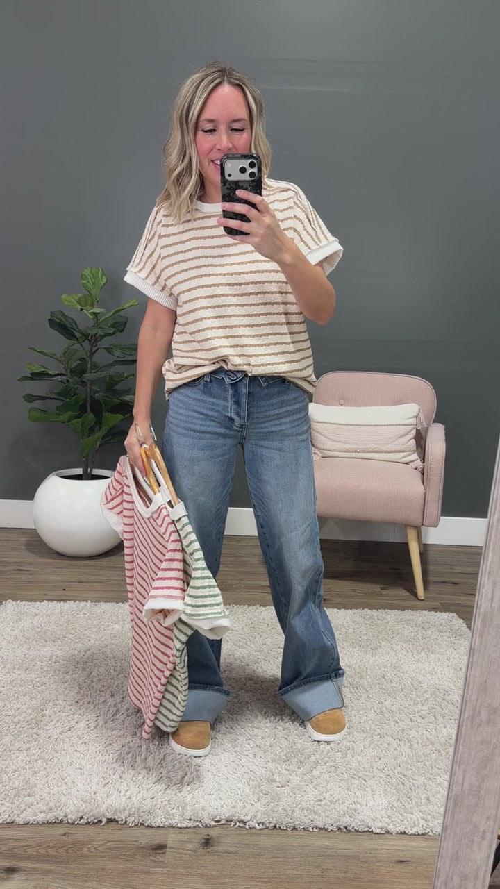 Devri Textured Striped Top - Mauve Lovely Melody
