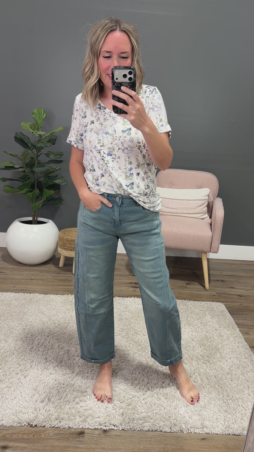 NEW! Alexandra Non Distressed Barrel Jeans - Teal Zenana