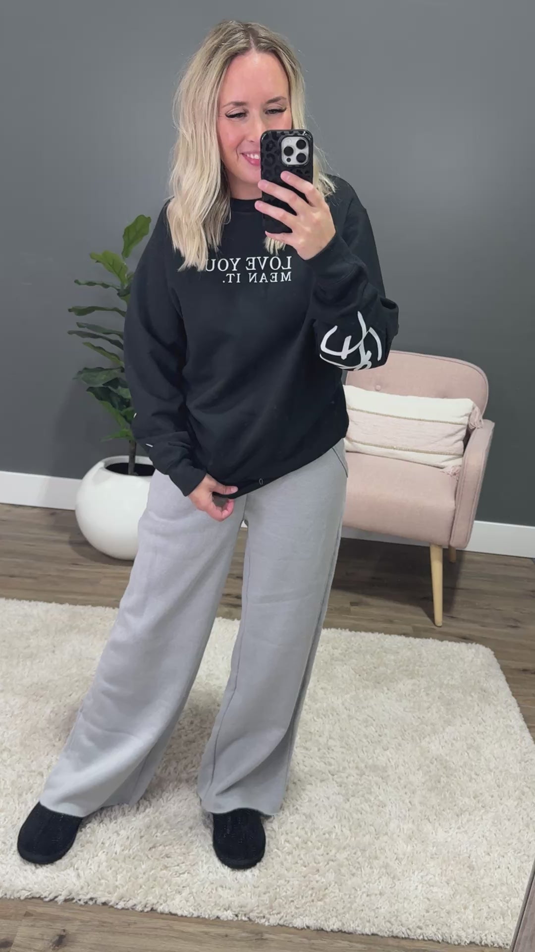 Love You Mean It Black Sweatshirt Southern Bliss