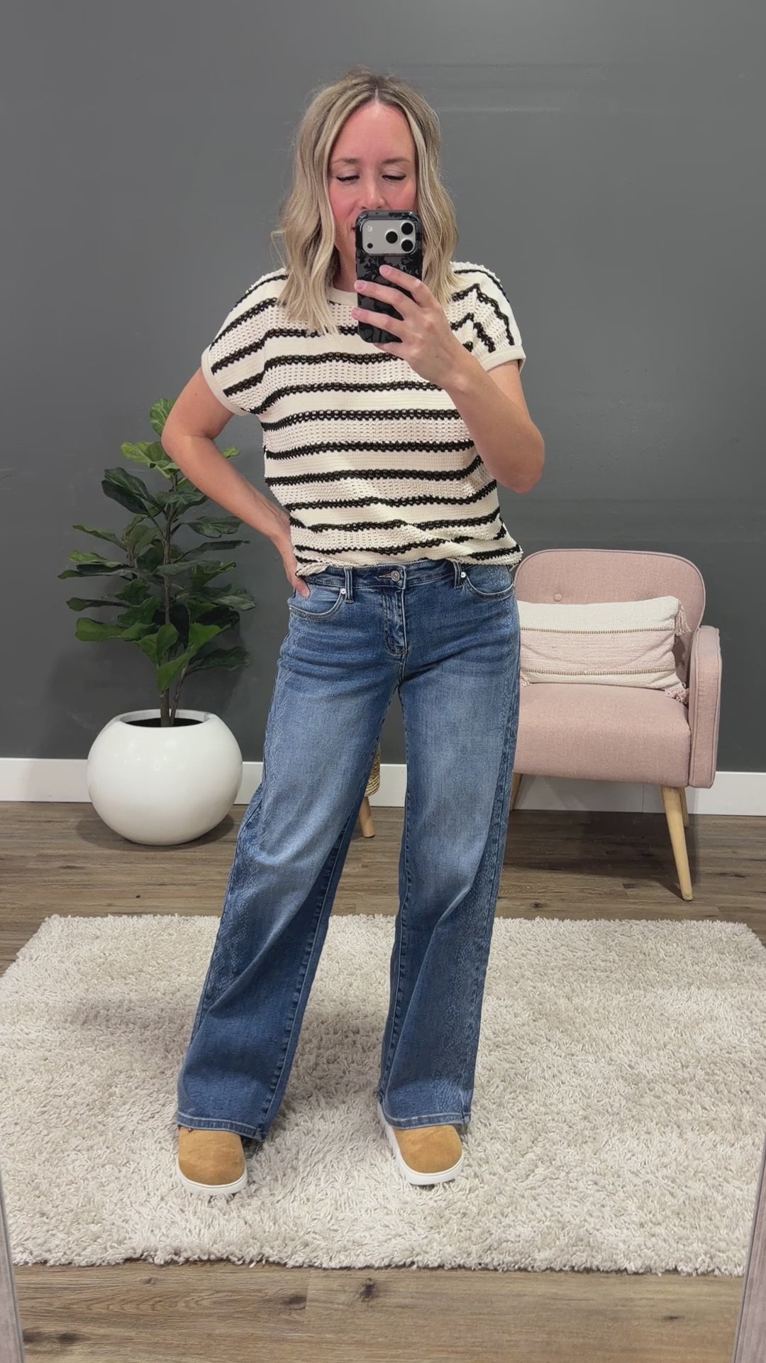 KanCan Isla Snakeskin Wide Leg Jeans KanCan