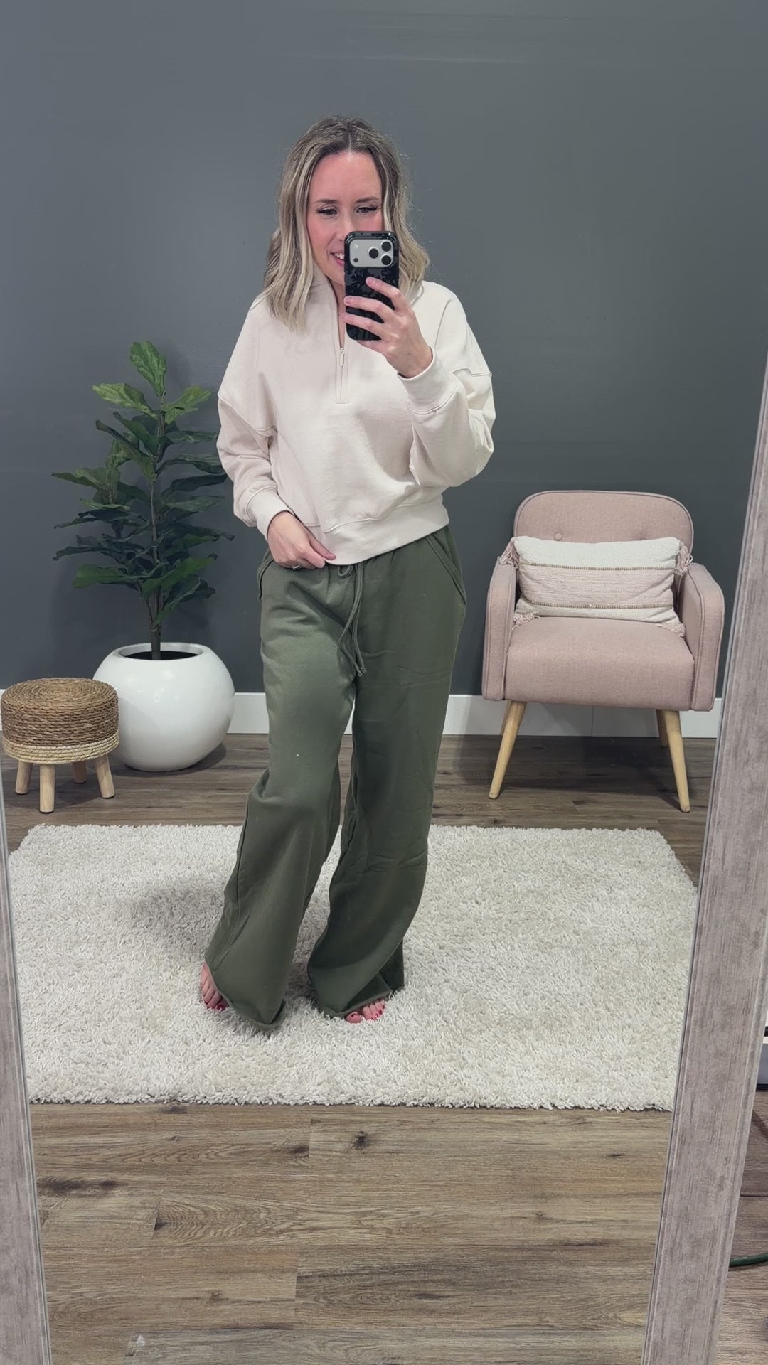 Dakota Half Zip Pullover - Beige Reflex