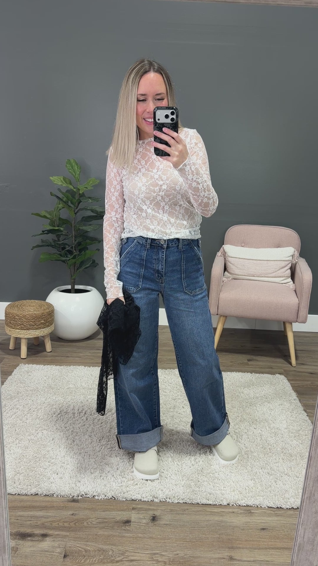 Cloud Nine Long Sleeve Floral Lace Top - Black Sew In Love