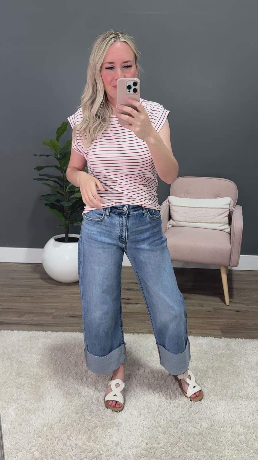 Noelle Striped Cap Sleeve Top - Ivory & Red FINAL SALE Staccato