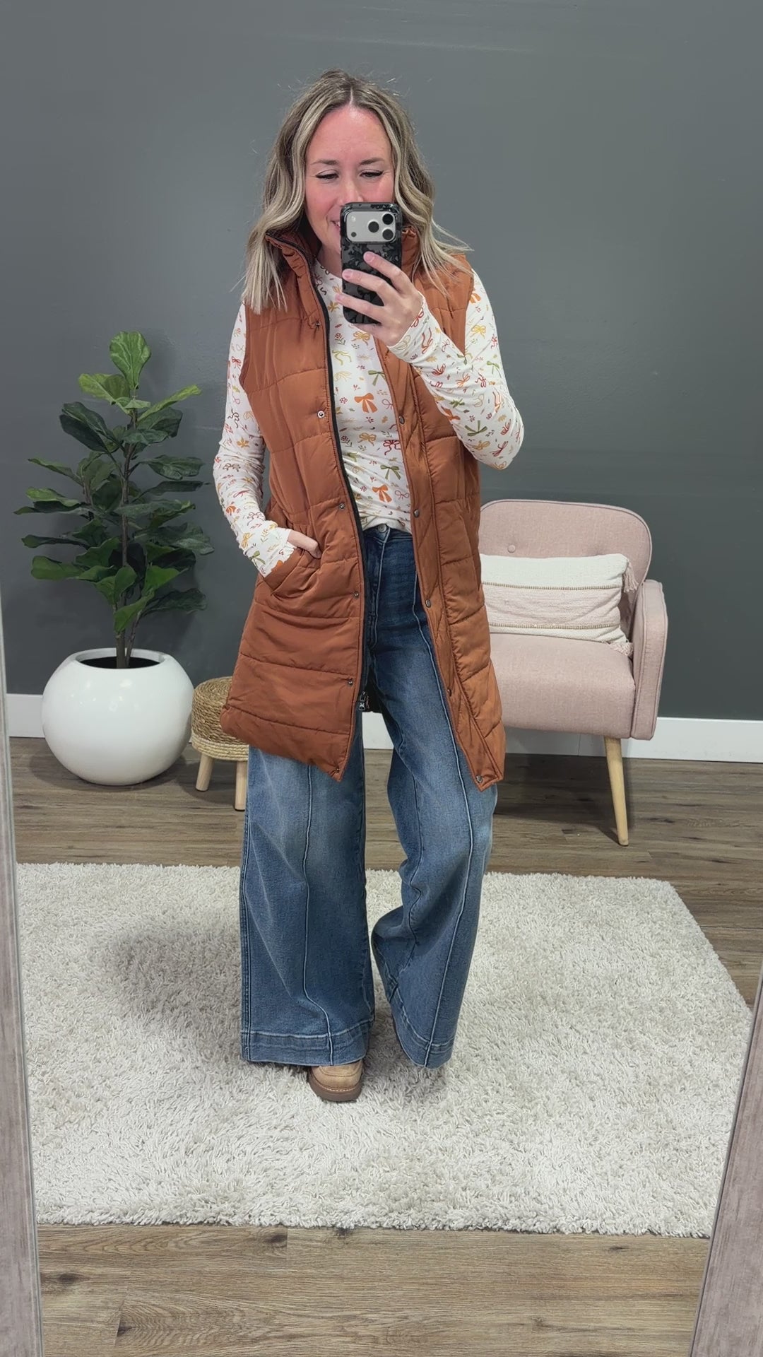 NEW! Harlow Long Vest - Cinnamon Michelle Mae