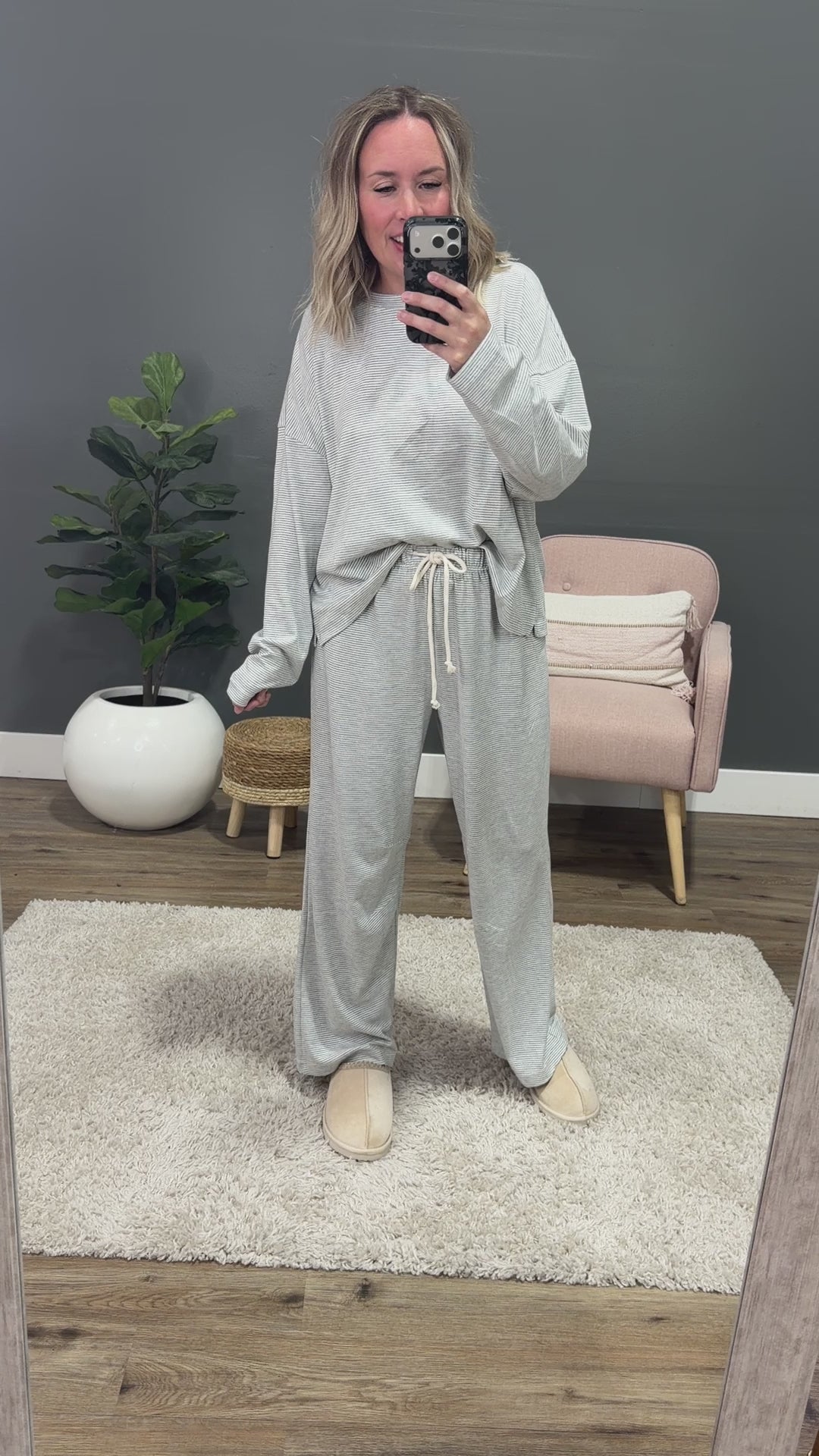 Stop Here Striped Knit Set - Heather Gray & Cream Wishlist
