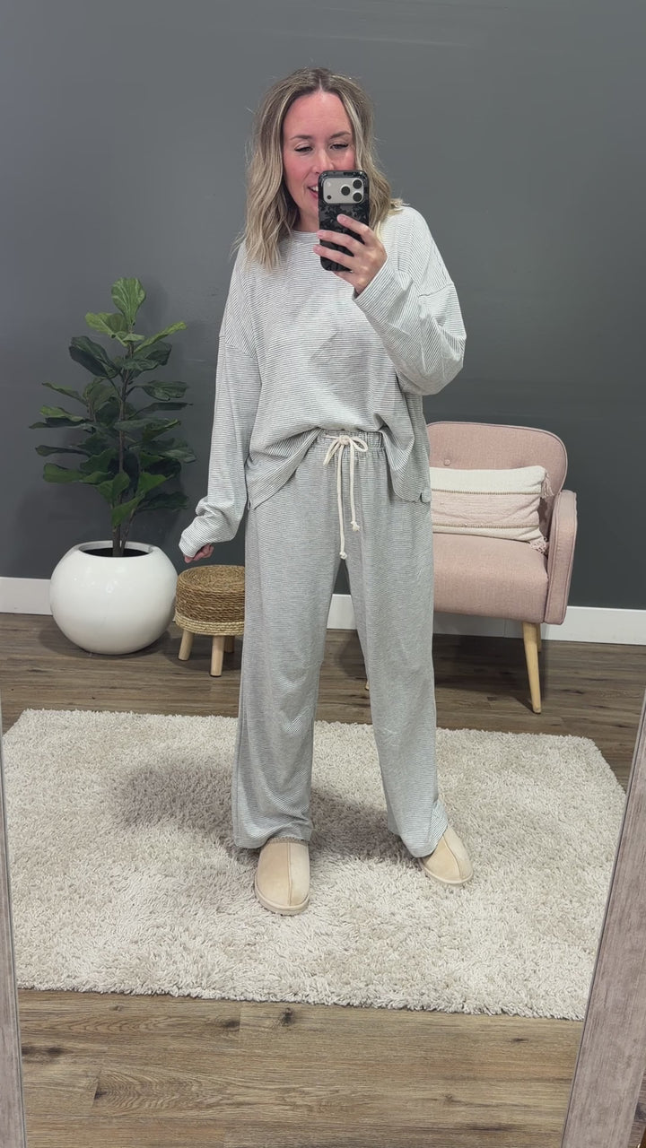 Stop Here Striped Knit Set - Heather Gray & Cream Wishlist