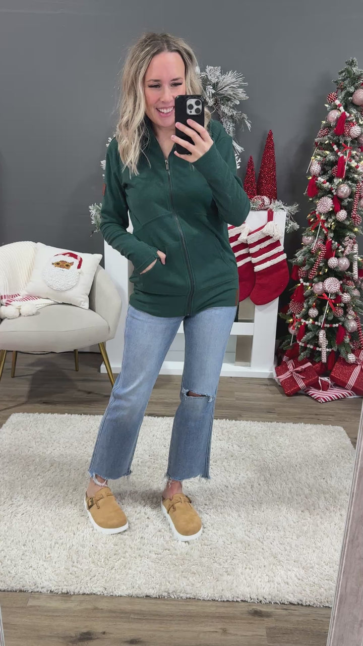 NEW! Ampersand Ave Performance Fleece FullZip Sweatshirt - Evergreen Ampersand Ave