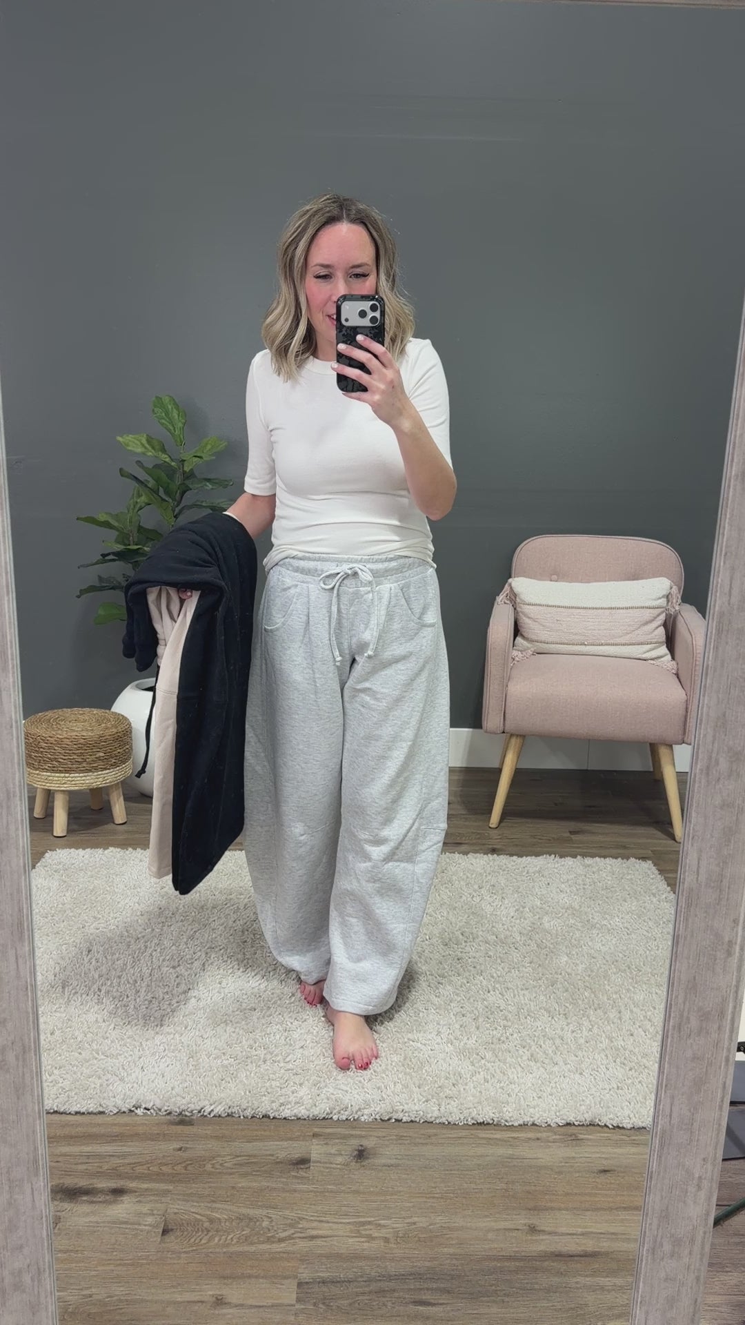 Micael Barrel Leg Lounge Pants - Black Reflex
