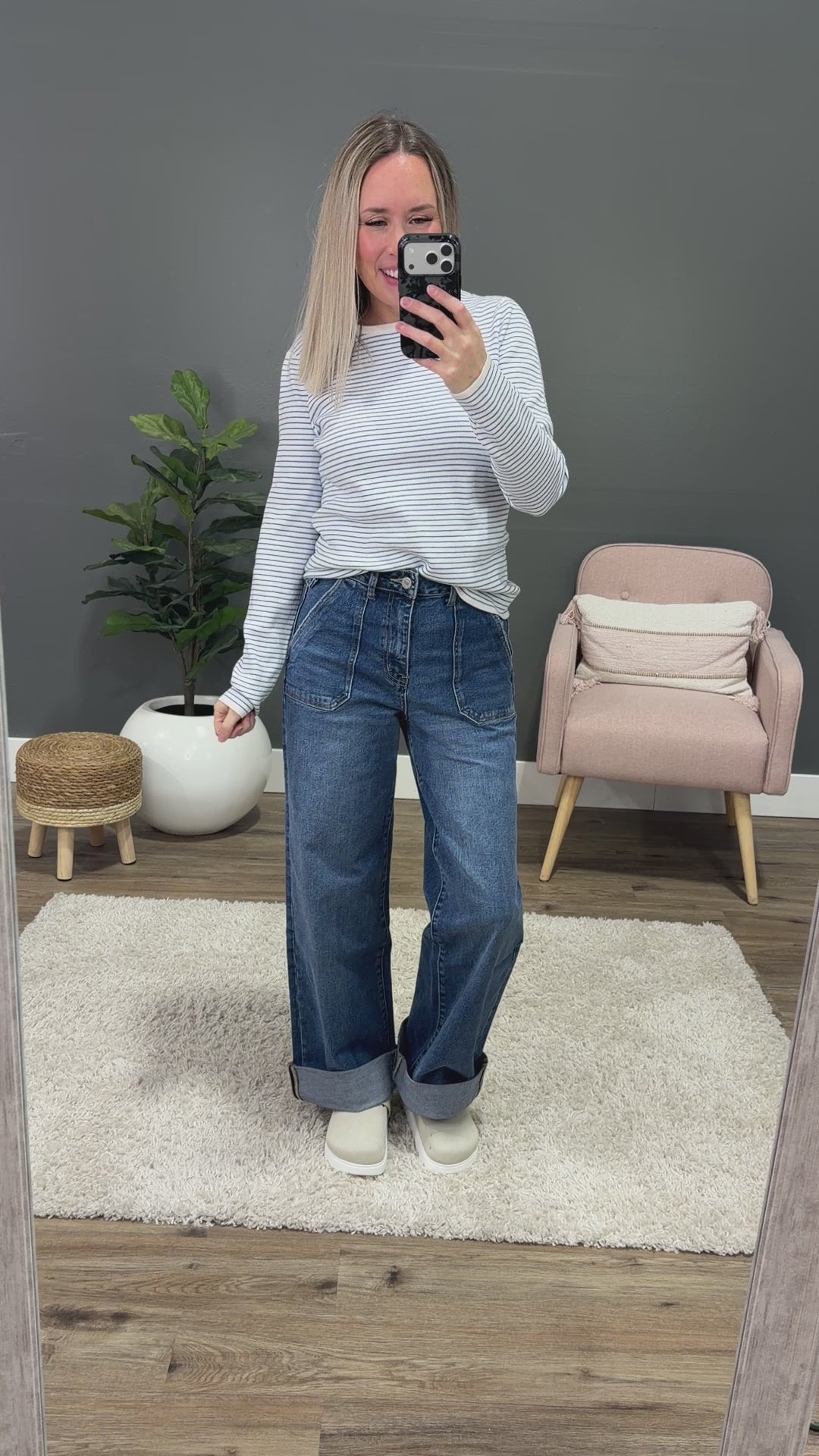 Emma Pinstriped Sweater - Ivory & Blue FINAL SALE Staccato