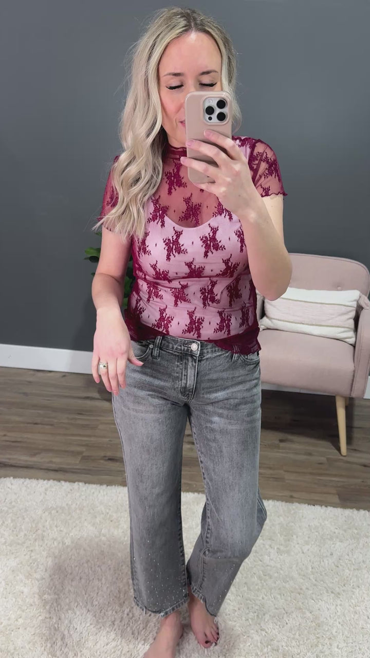 Floral Lace Top - Cabernet Zenana