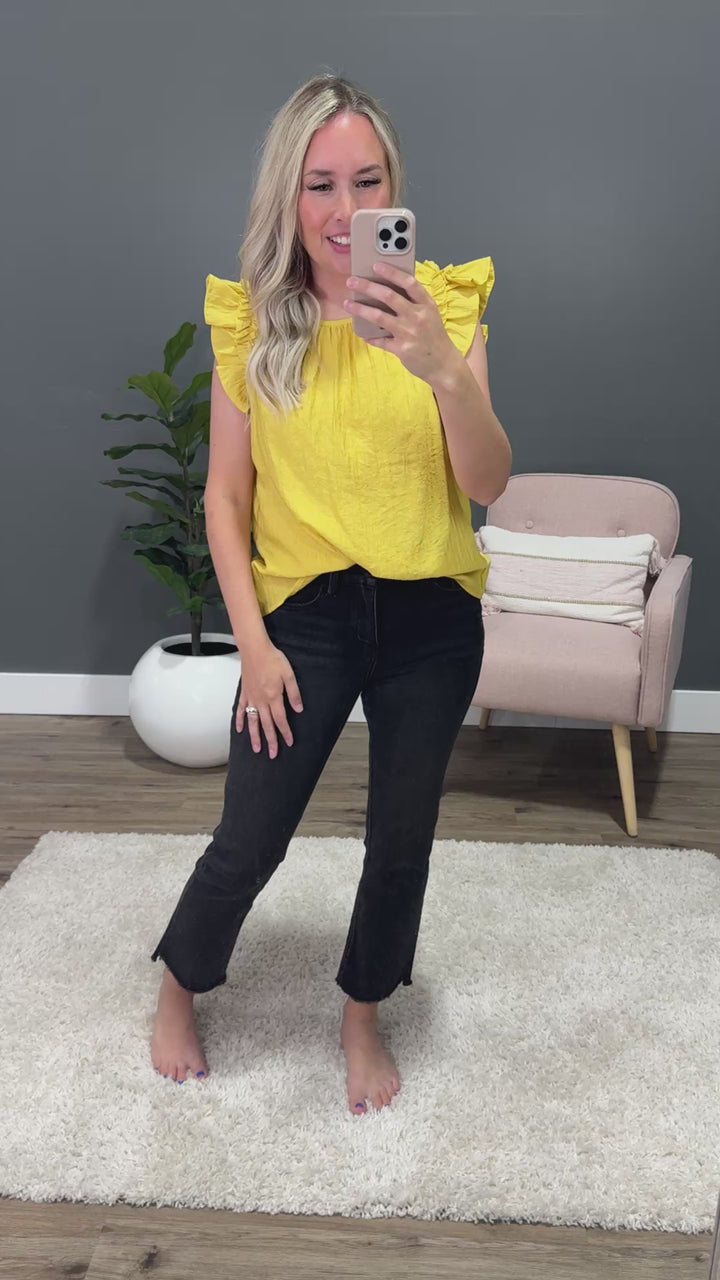 Celeste Ruffle Sleeve Top - Dijon Yellow FINAL SALE Staccato