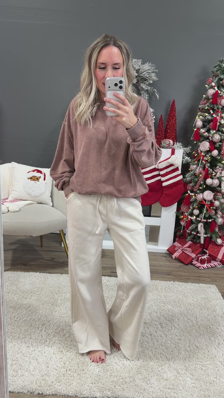 NEW! Wide Leg Lounge Pants - Sand Beige