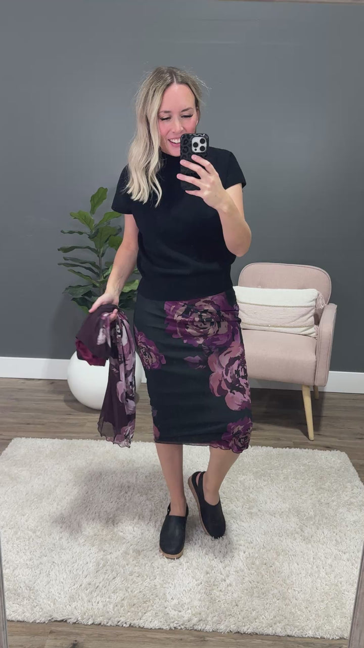 Adley Floral Mesh Skirt - Plum & Mauve Sew In Love