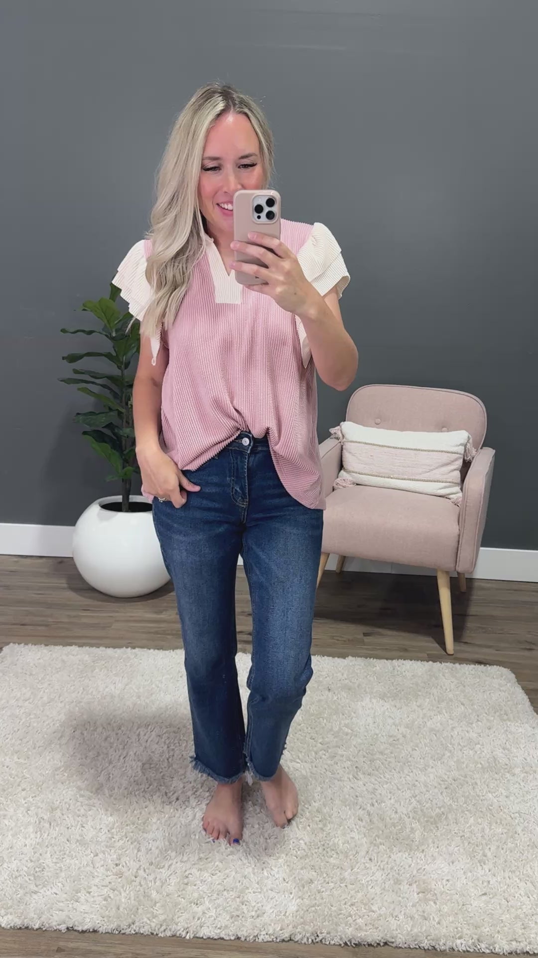 Angelina Corded Flutter Sleeve Top - Mauve FINAL SALE Lovely Melody