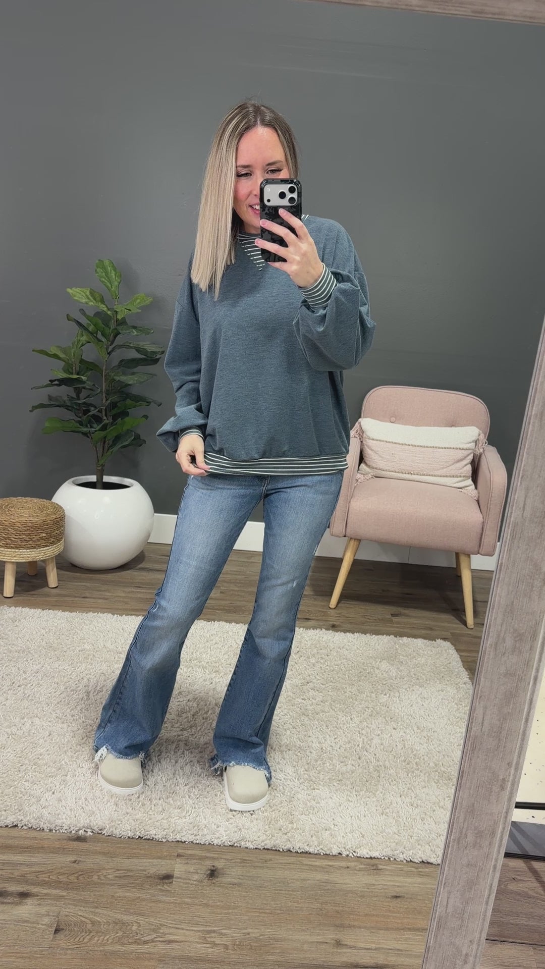 Isabel Contrast Striped Top - Blue FINAL SALE Lovely Melody