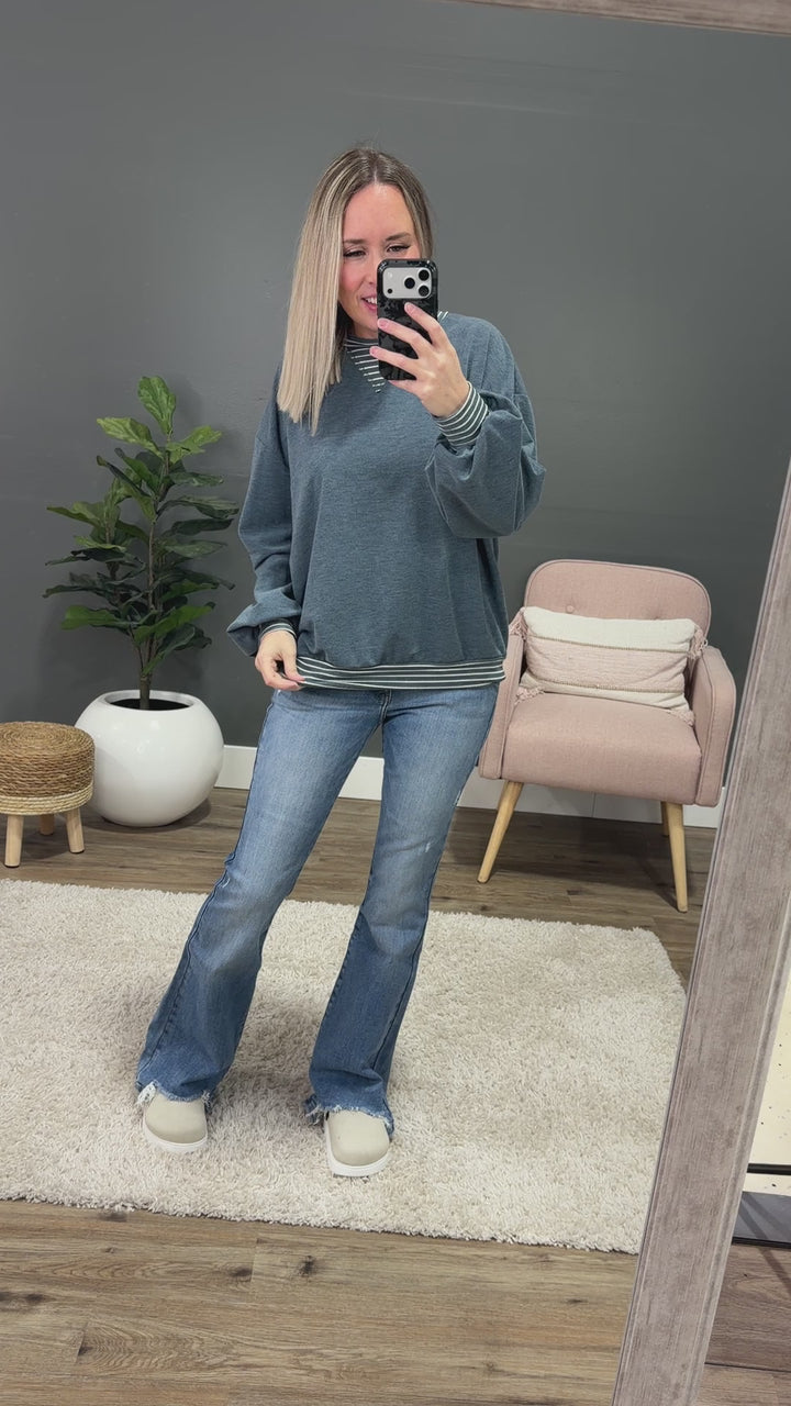 Isabel Contrast Striped Top - Blue FINAL SALE Lovely Melody