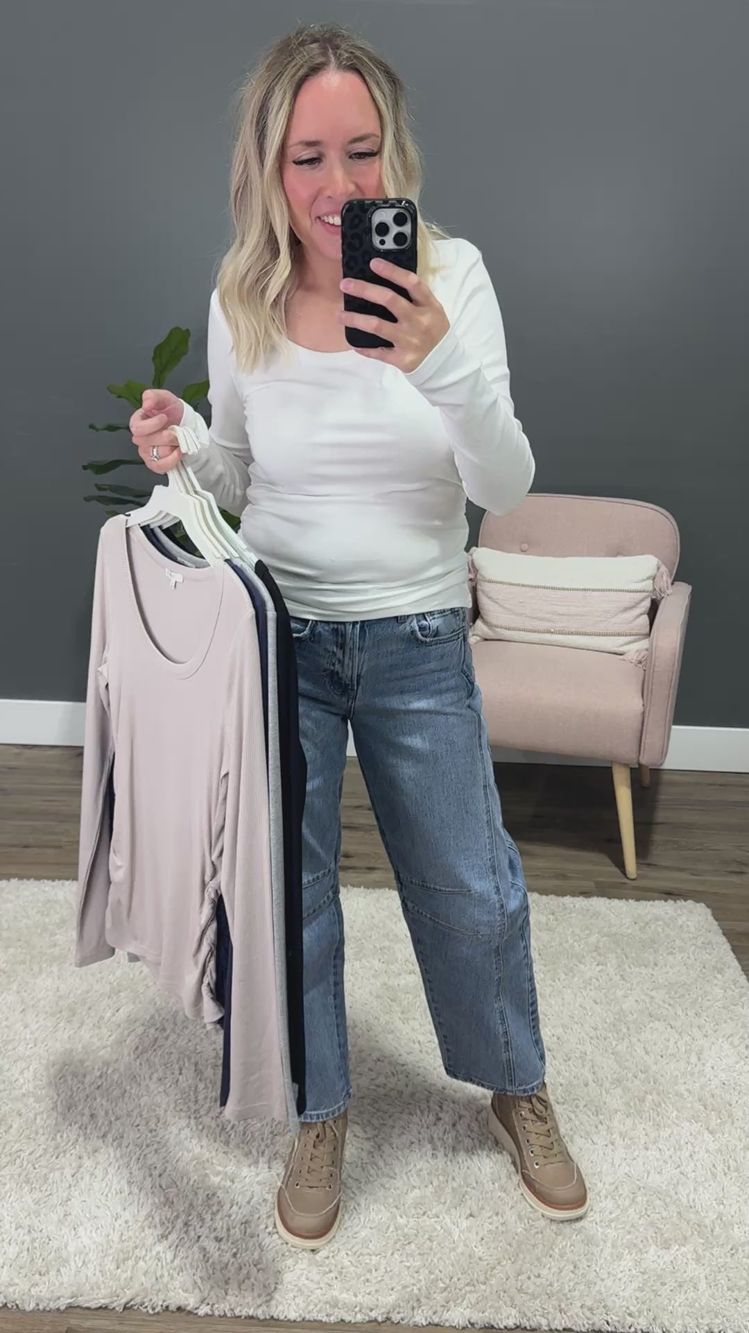 Estelle Ribbed Scoop Neck Top - Taupe PS Kate