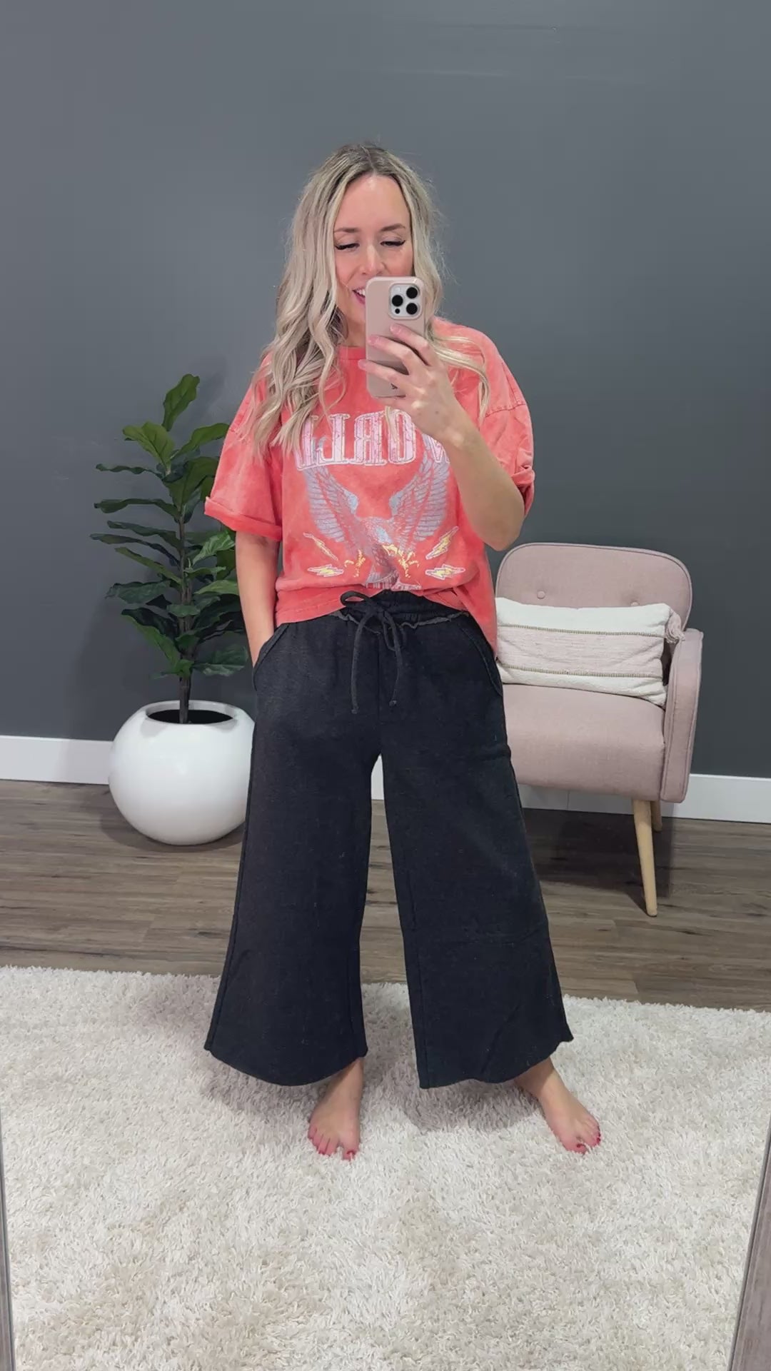 Cropped Wide Leg Comfy Pants - Black Zenana