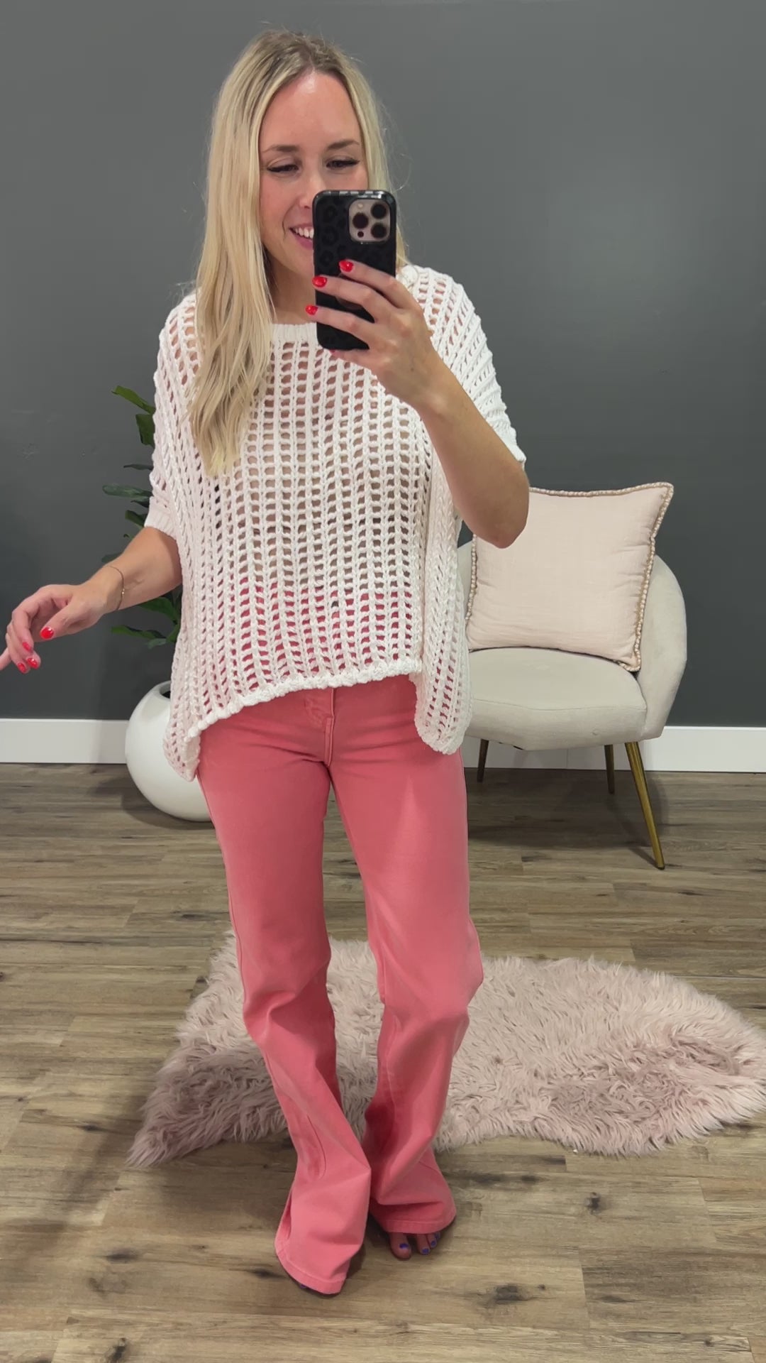 No Shame Ivory Open Weave Top Bibi