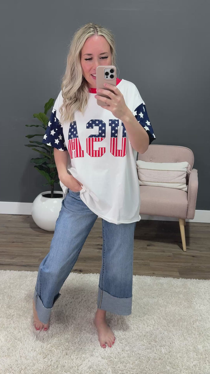 Ampersand Ave All American Girl Boyfriend Tee FINAL SALE Ampersand Ave