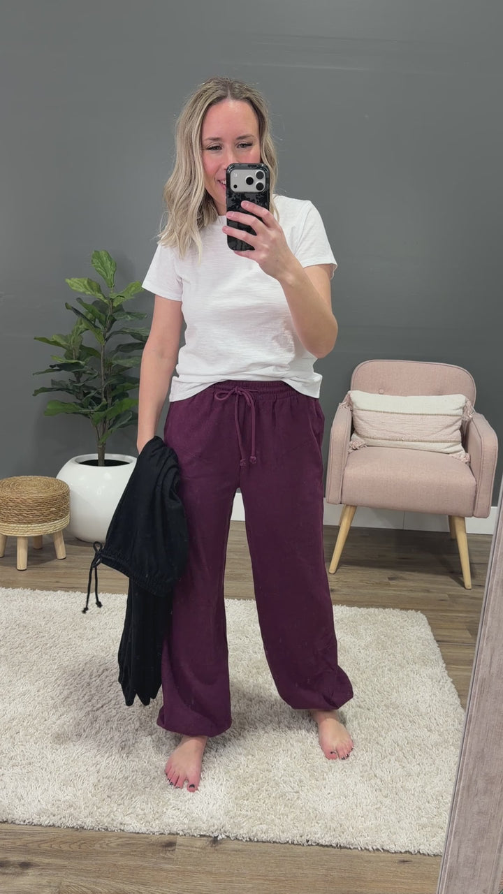 NEW! Allison Knit Joggers - Dark Cherry