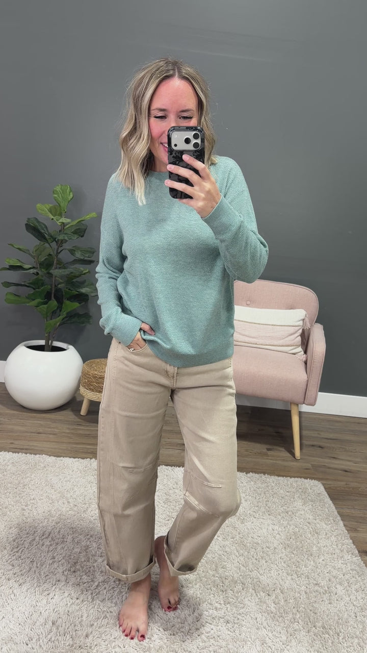 NEW! Mary Waffle Knit Sweater - Light Blue Staccato