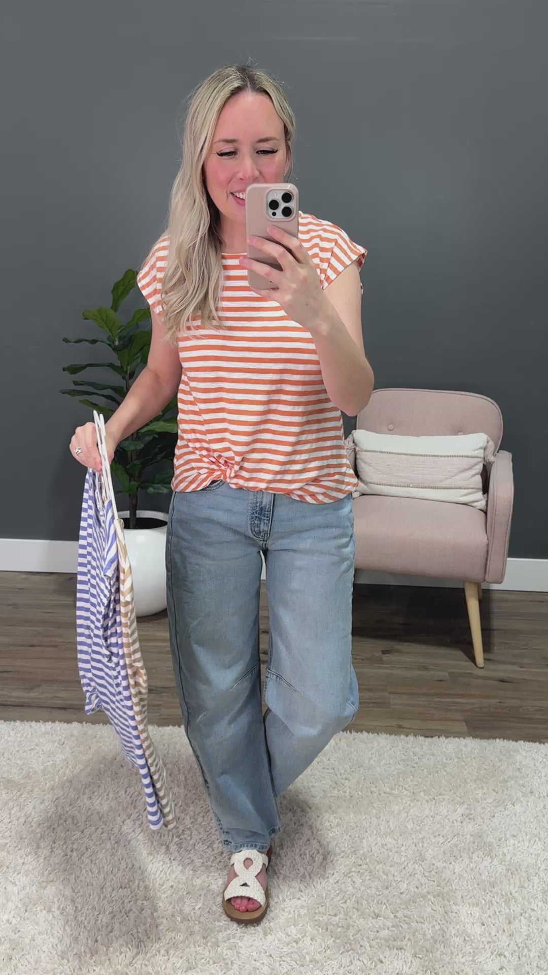 Erin Striped Twist Top - Orange FINAL SALE Staccato