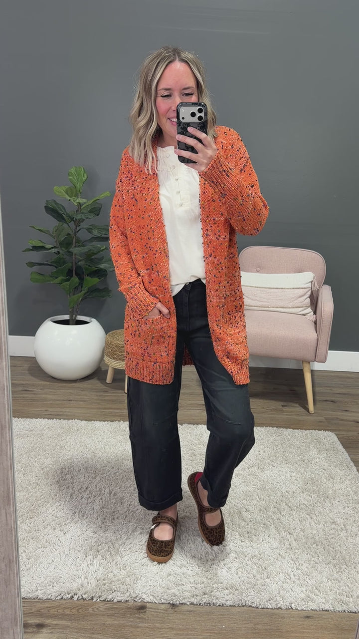 NEW! Carly Confetti Dot Cardigan - Pumpkin Michelle Mae