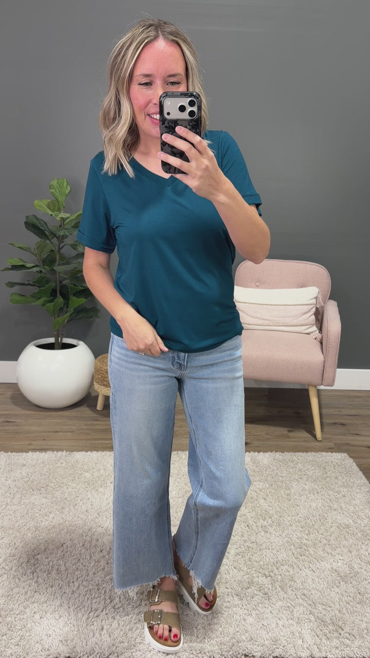 Sophie V Neck Top - Teal Michelle Mae