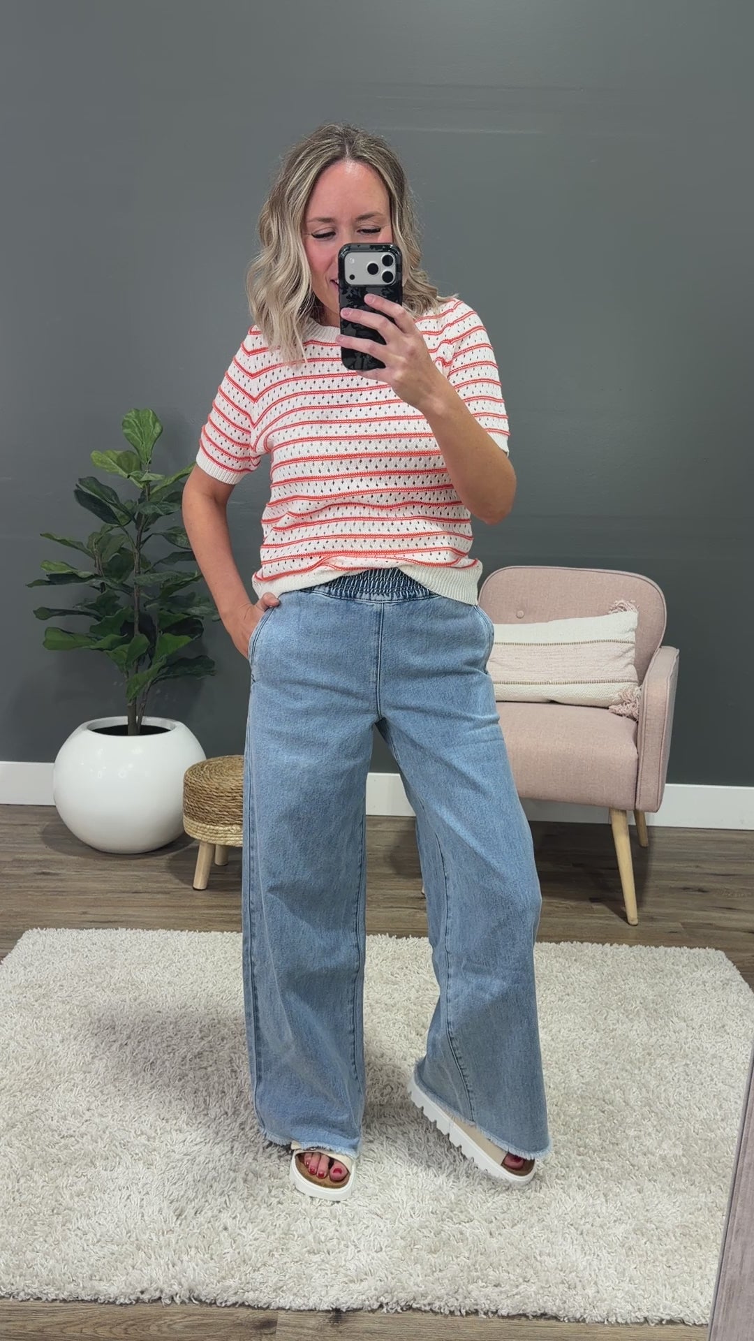 KanCan You Got Me Elastic Waist Wide Leg Jeans KanCan