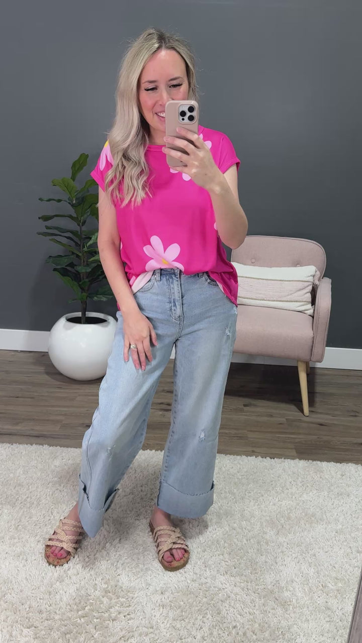 Becca Daisy Cap Sleeve Top - Fuchsia FINAL SALE 7th Ray