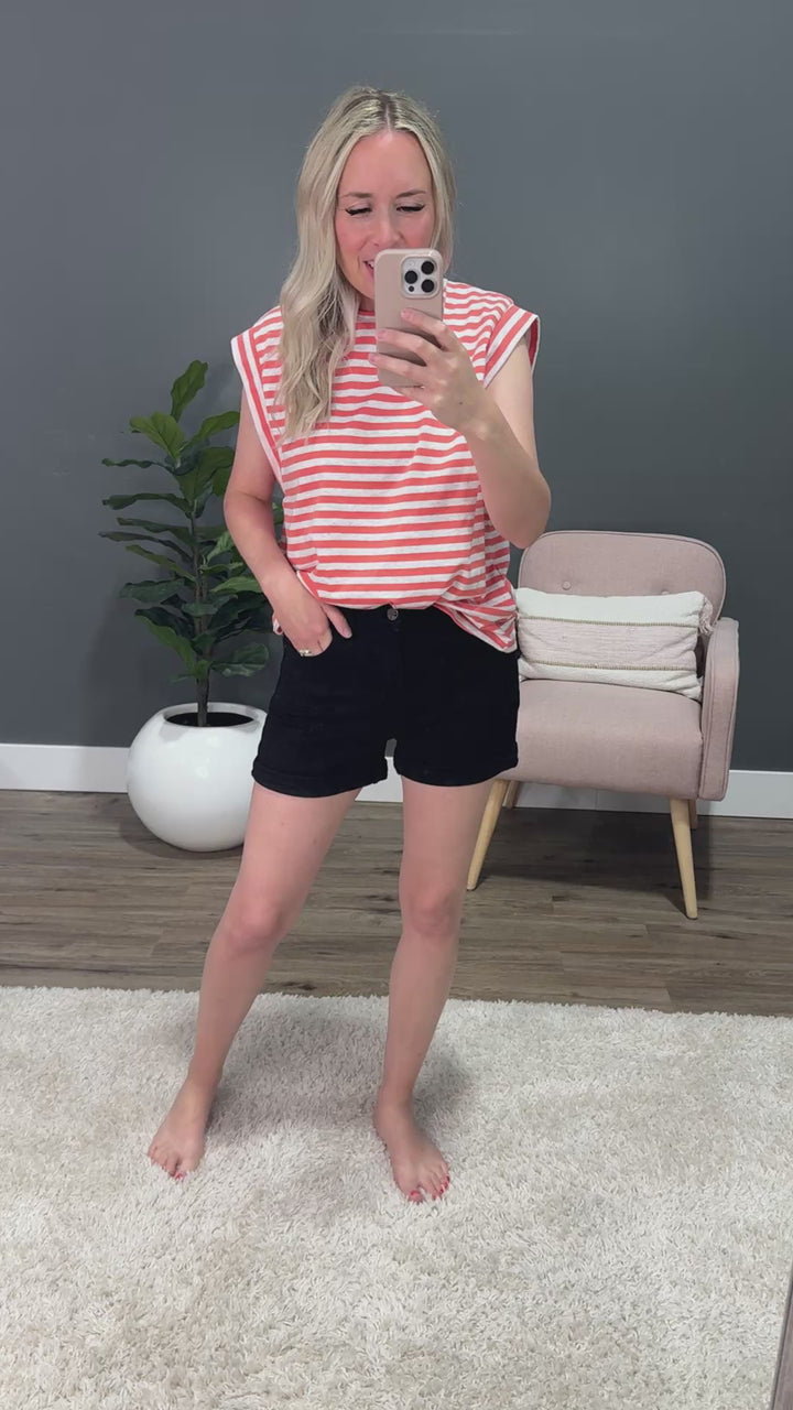 Risen Sadie Cuffed Jean Shorts - Black FINAL SALE Risen