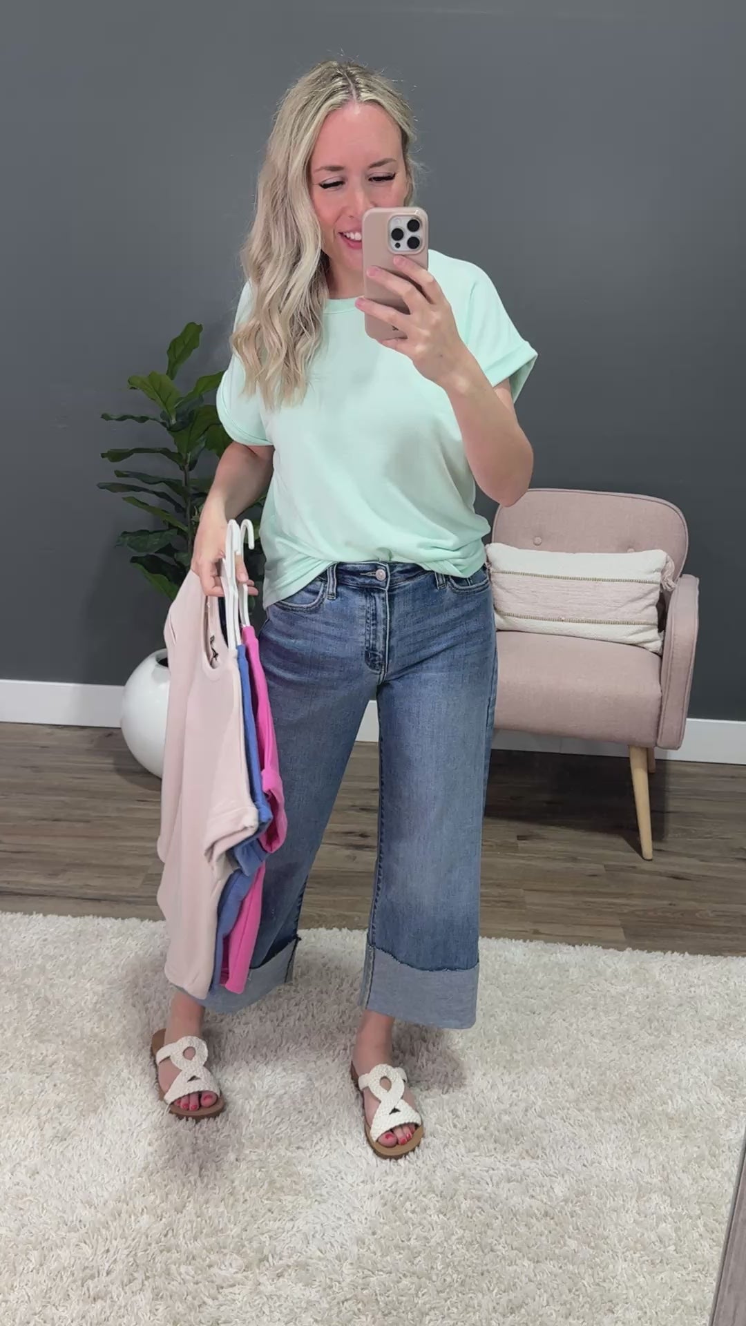 Melissa Roll Sleeve Top - Mint FINAL SALE Staccato