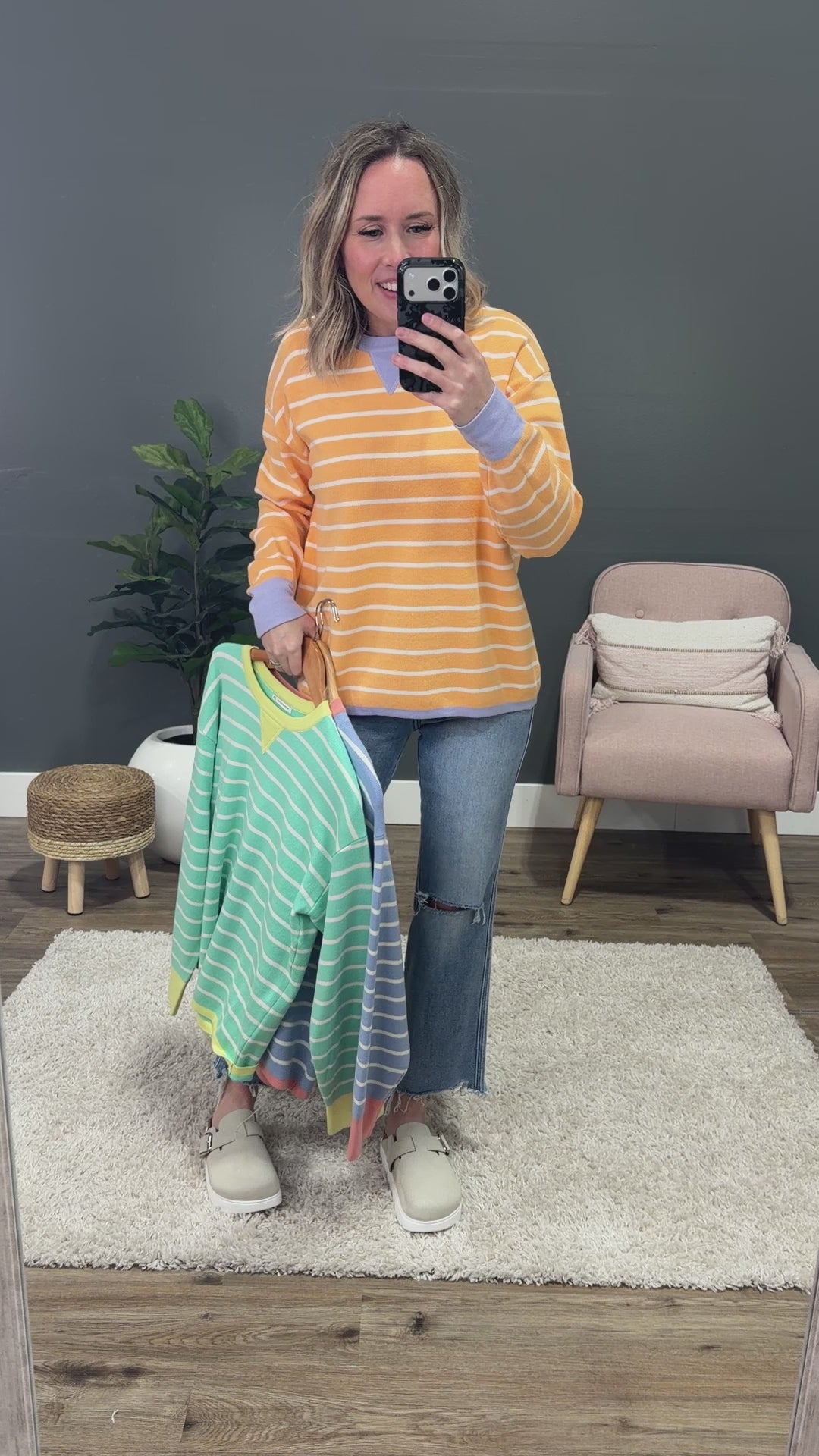 Charlotte Contrast Striped Sweater - Light Orange FINAL SALE Staccato