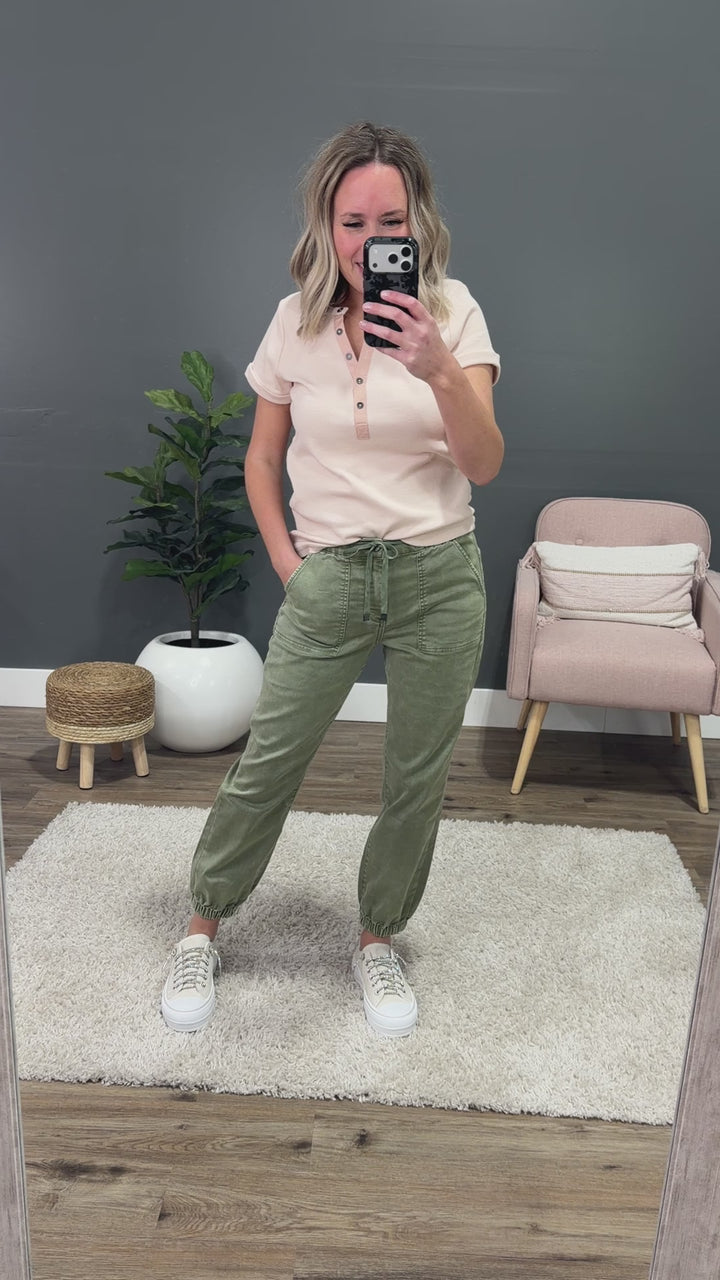 Mica Notice Me Jogger Jeans - Olive Mica Denim