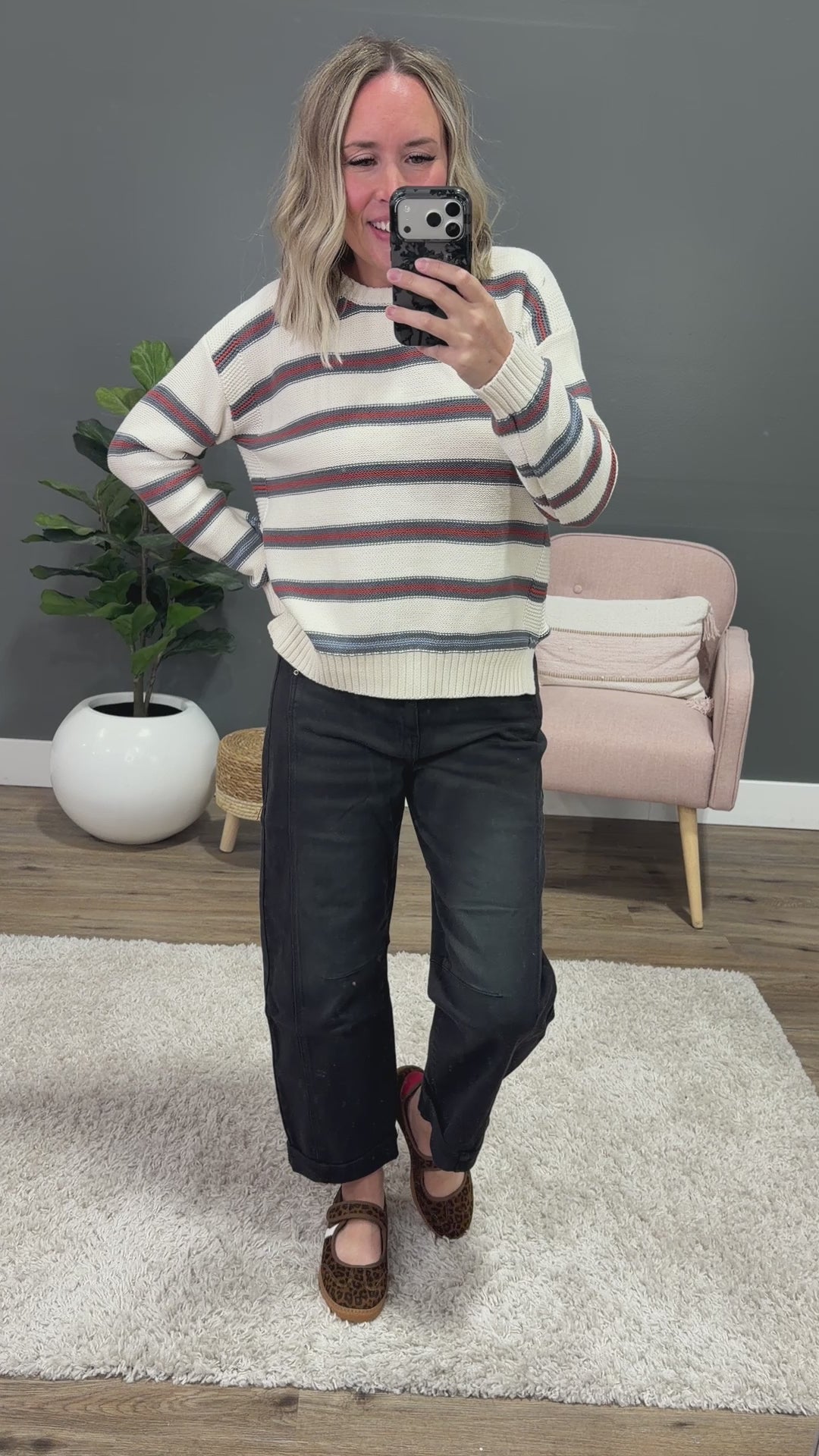 NEW! Jane Striped Sweater - Slate Blue Be Cool