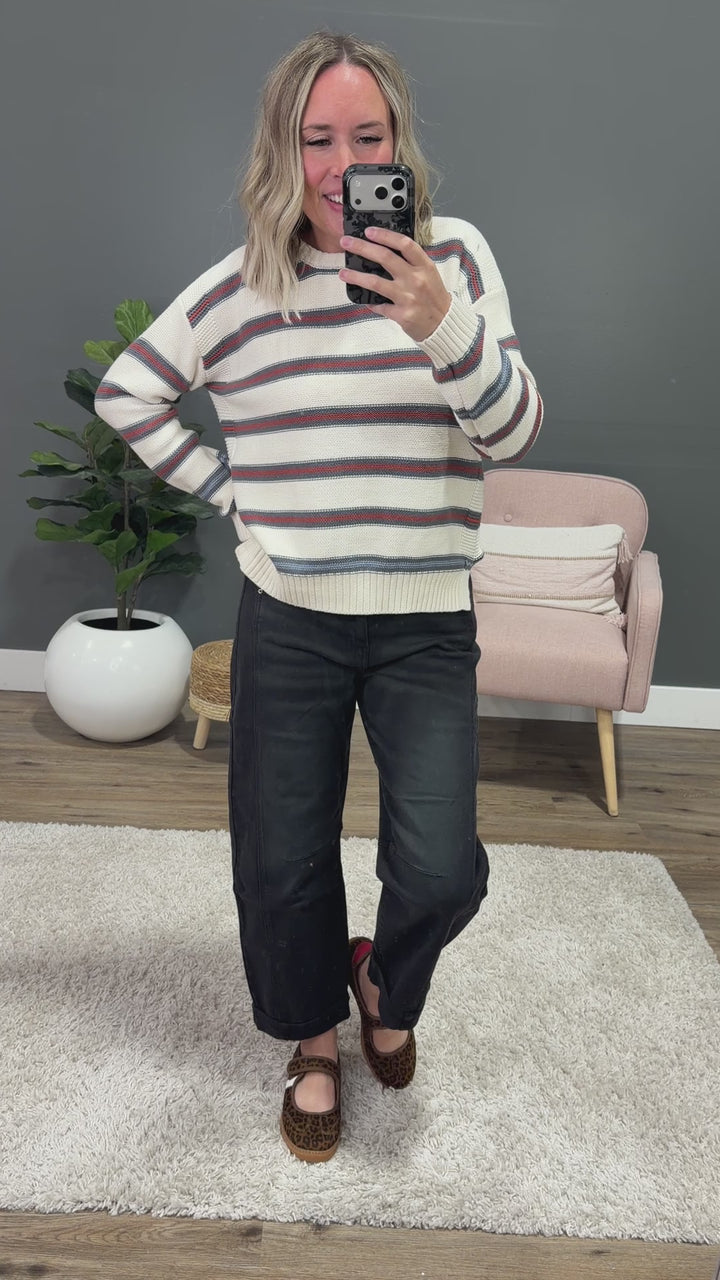 NEW! Jane Striped Sweater - Slate Blue Be Cool