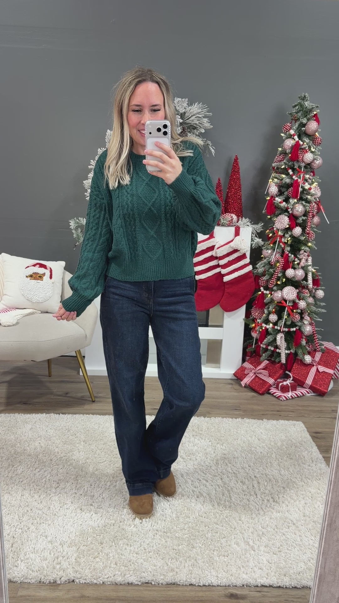 NEW! Waverly Cable Knit Sweater - Deep Green Hyfve