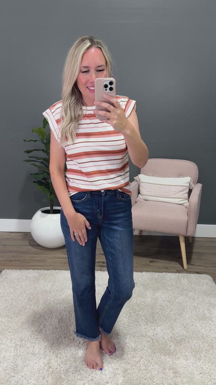 Noelle Striped Ribbed Top - Marsala FINAL SALE Staccato