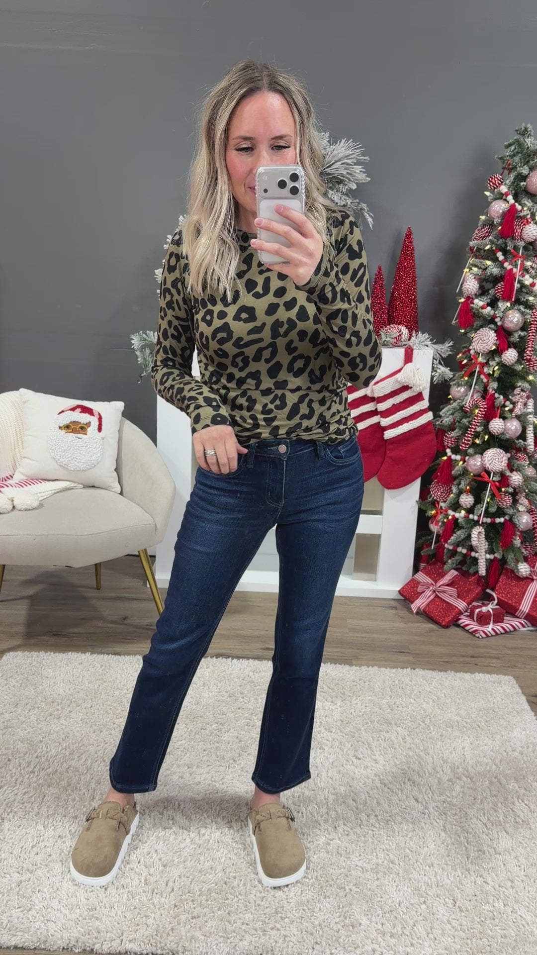 NEW! Blair Long Sleeve Top - Olive Animal Print Michelle Mae