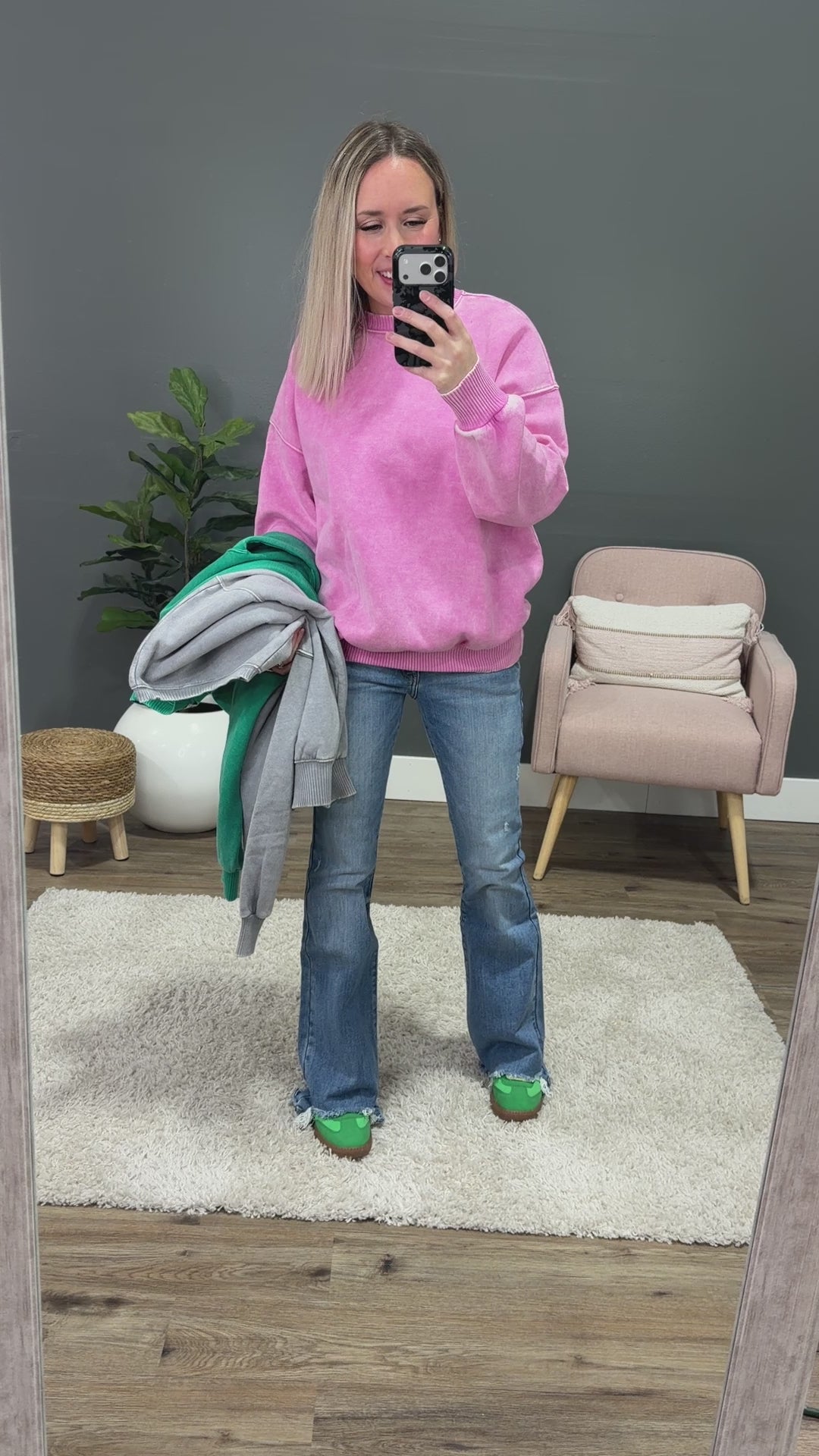 Boyfriend Crewneck Sweatshirt - Candy Pink Zenana
