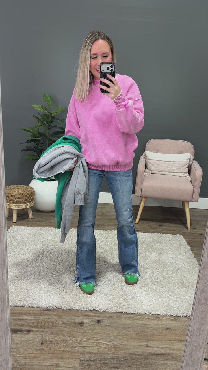 Boyfriend Crewneck Sweatshirt - Candy Pink Zenana