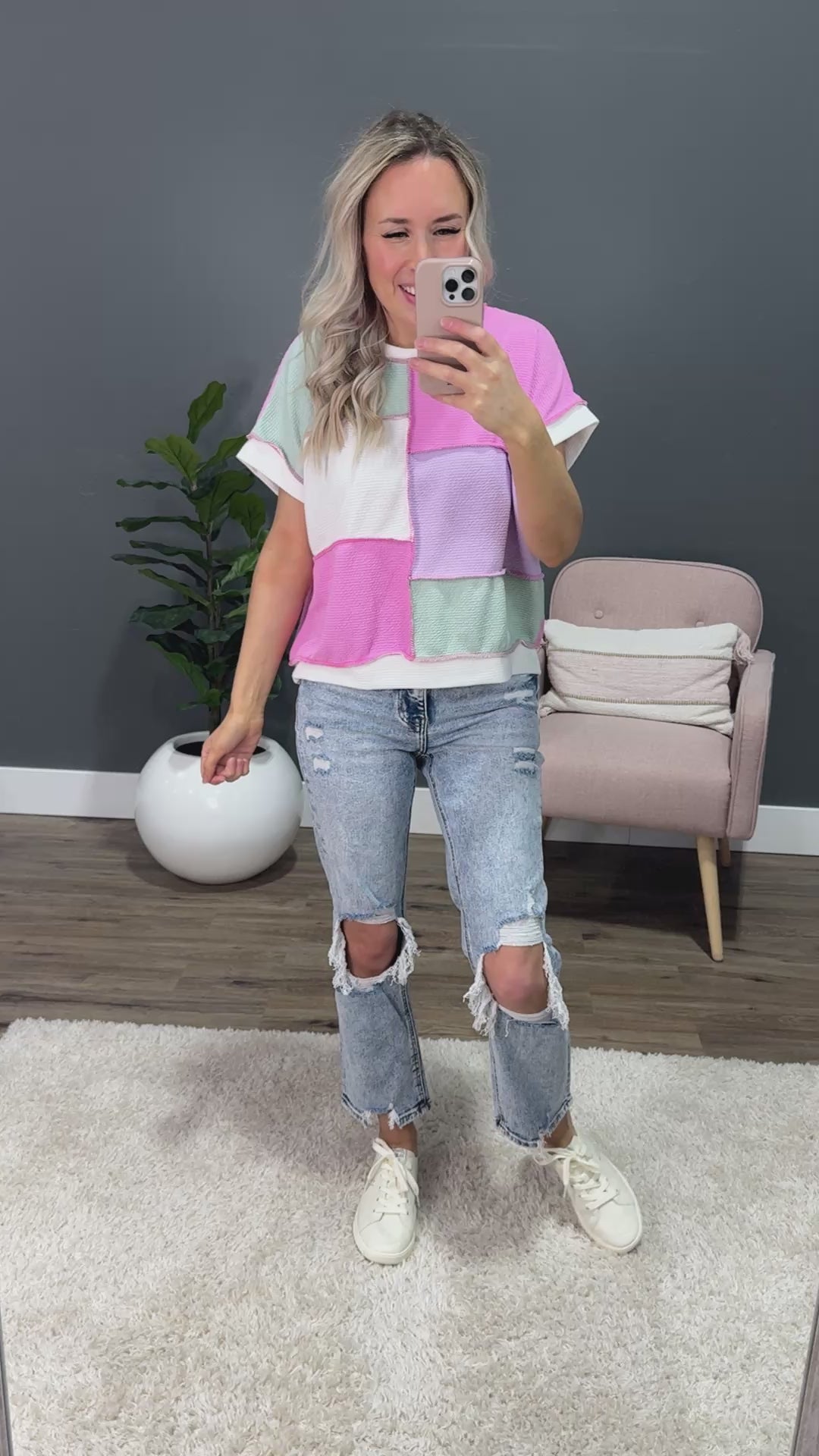 Dara Color Block Top - Pink, Sage & Lilac SALE Lovely Melody