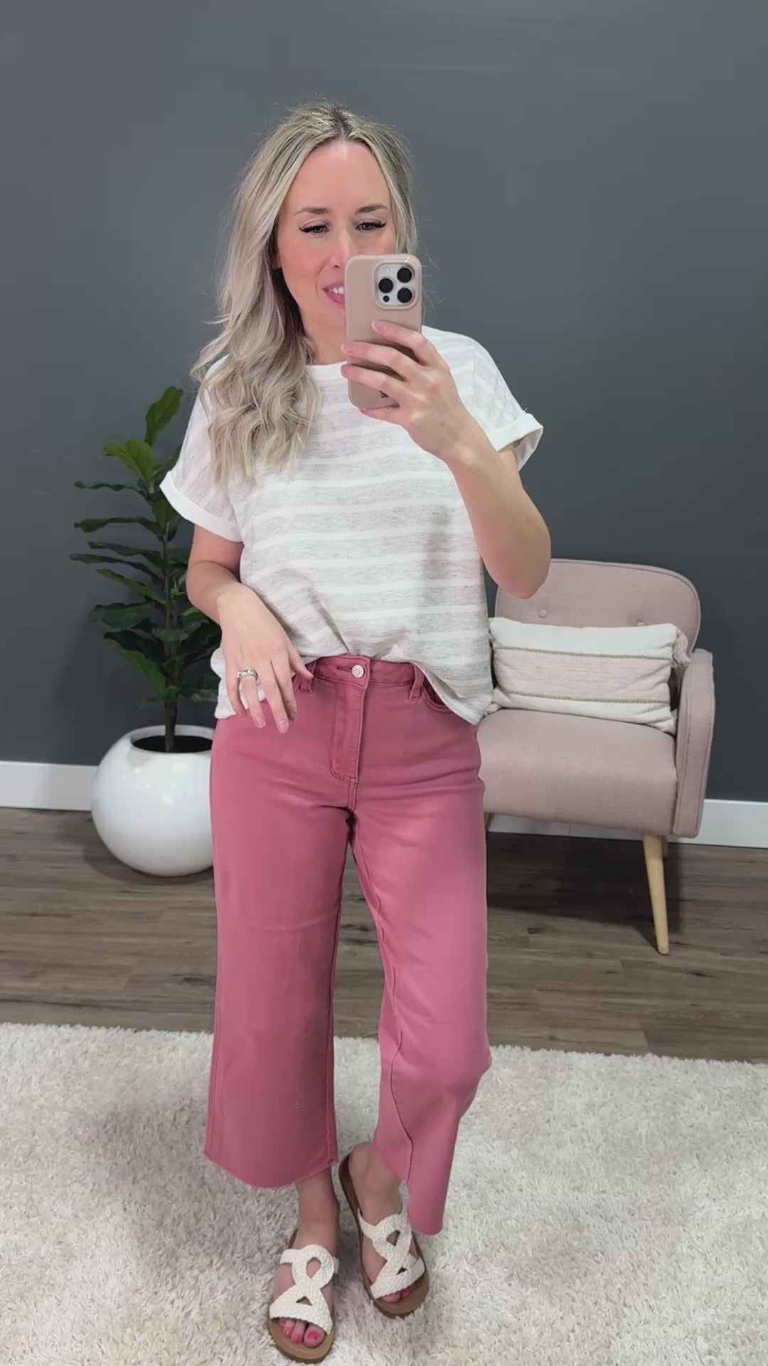 Nina Faded Striped Drop Shoulder Top - Heather Gray SALE Lovely Melody