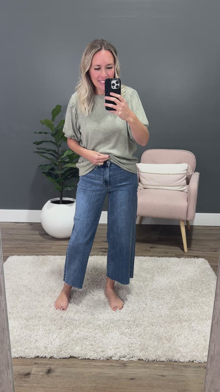 Judy Blue There For You Fray Hem Cropped Wide Leg Jeans Judy Blue