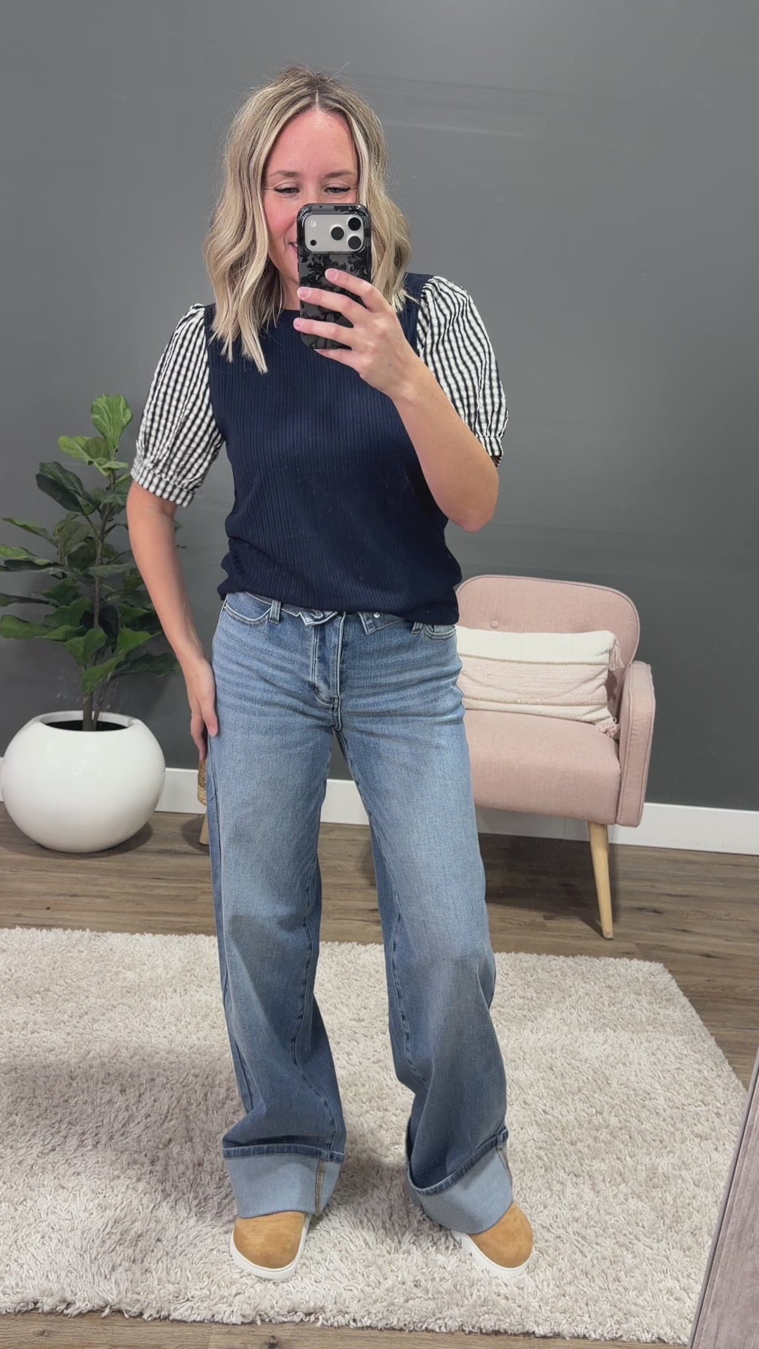 Judy Blue Eliza Folded Waist Cuffed Straight Jeans Judy Blue