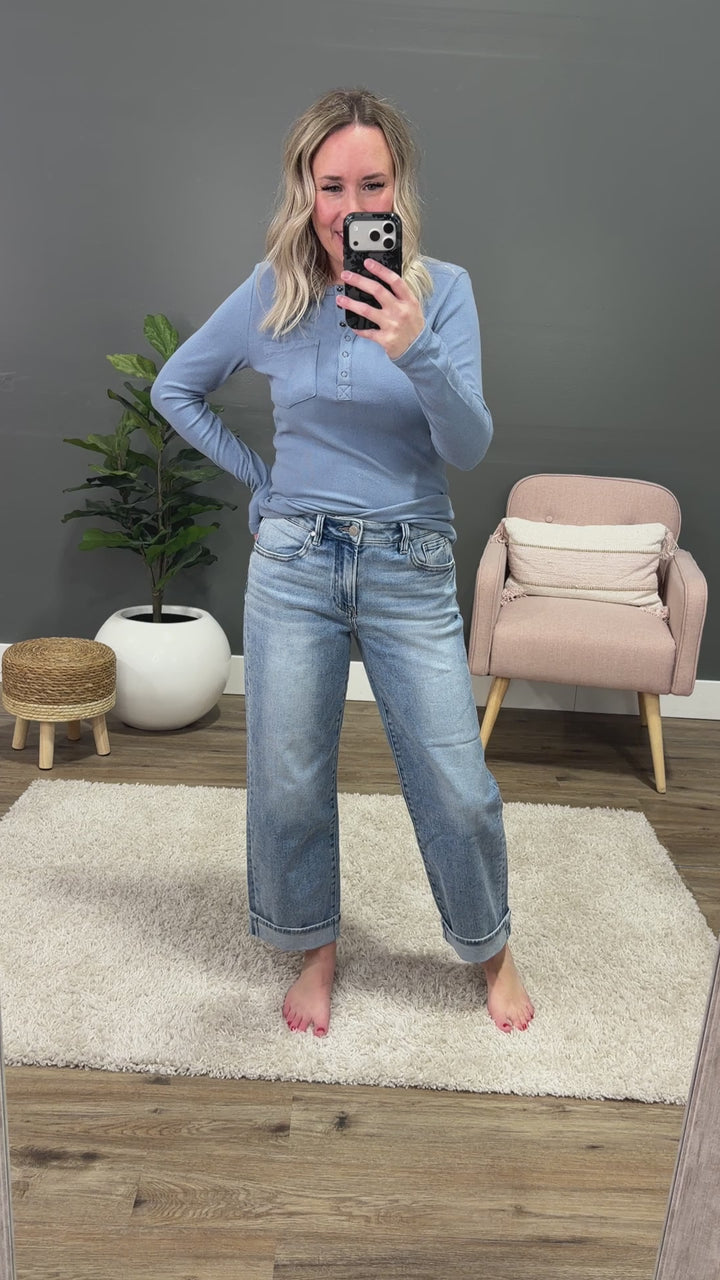 Risen Rowan Non Distressed Boyfriend Jeans - Light Wash Risen